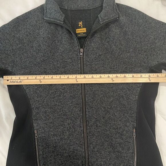 Browning Hyacinth Sweater Jacket Gray Black Full Zip Mock Neck Womens Large EUC - Picture 13 of 14